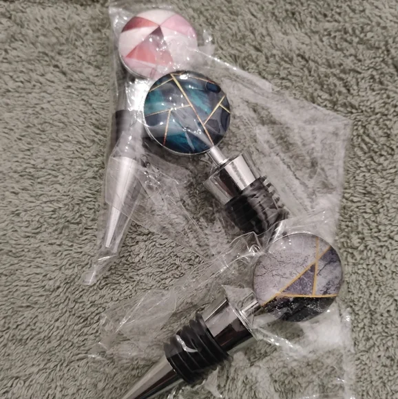 Art Glass Beverage Bottle Stoppers, Set of 3 - Picture 4 of 12